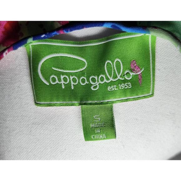 Pappagallo Womens Size S Floral Print Blouse Green Pink Blue - Picture 5 of 10